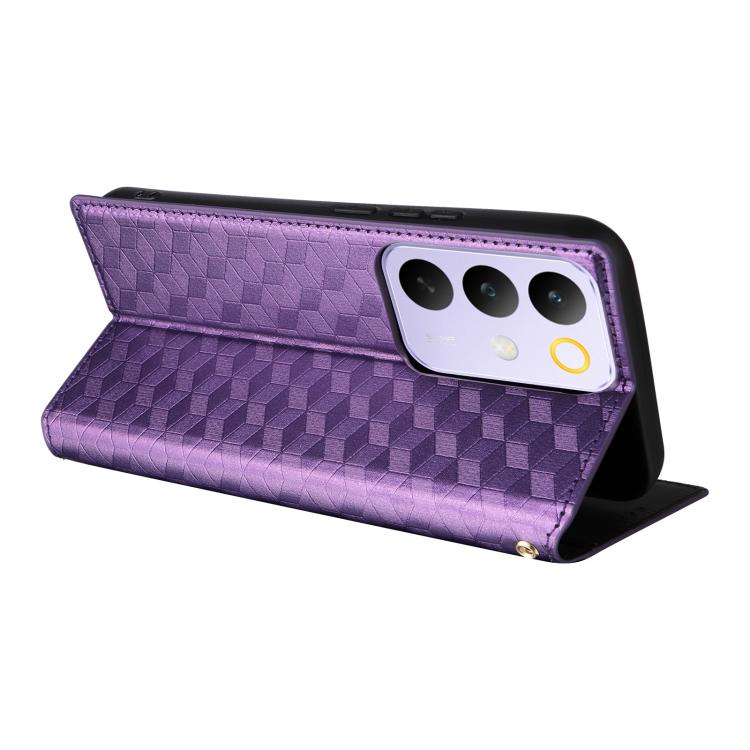 For Realme C85 Pro 4G Cubic Grid Texture Flip Leather Phone Case