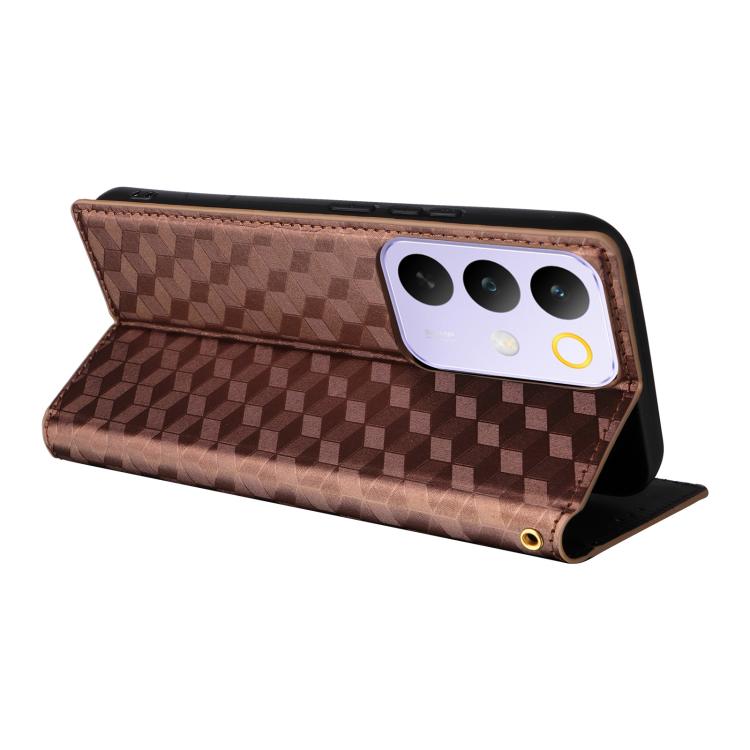 For Realme C85 Pro 4G Cubic Grid Texture Flip Leather Phone Case