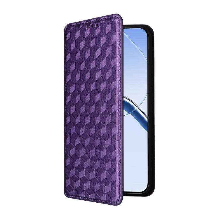 For Realme 16 5G Cubic Grid Texture Flip Leather Phone Case