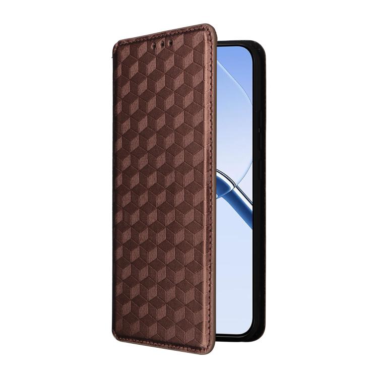 For Realme 16 5G Cubic Grid Texture Flip Leather Phone Case