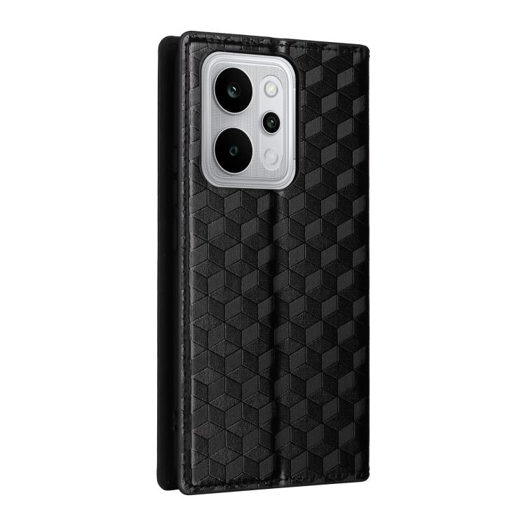 For Realme P4 Power 5G Cubic Grid Texture Flip Leather Phone Case