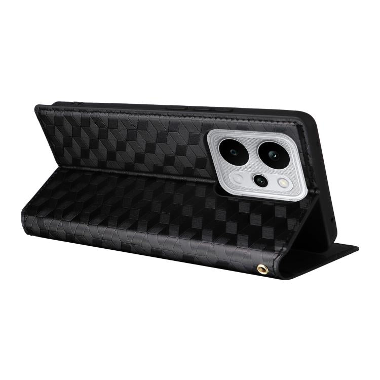 For Realme P4 Power 5G Cubic Grid Texture Flip Leather Phone Case