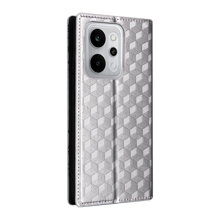 For Realme P4 Power 5G Cubic Grid Texture Flip Leather Phone Case