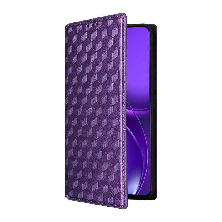 For Realme P4 Power 5G Cubic Grid Texture Flip Leather Phone Case