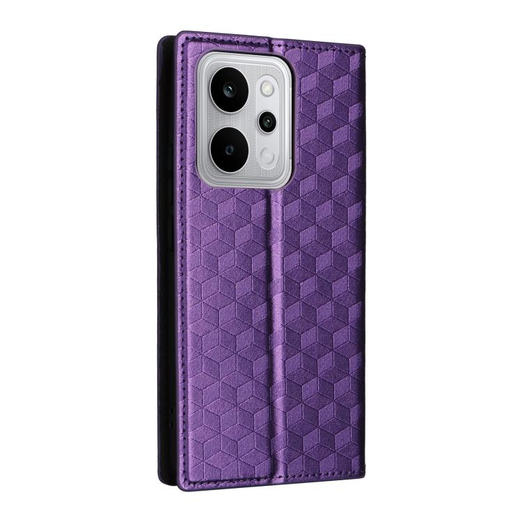 For Realme P4 Power 5G Cubic Grid Texture Flip Leather Phone Case