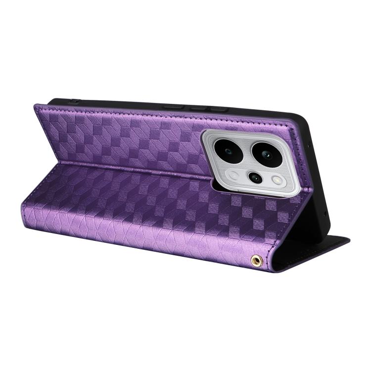 For Realme P4 Power 5G Cubic Grid Texture Flip Leather Phone Case