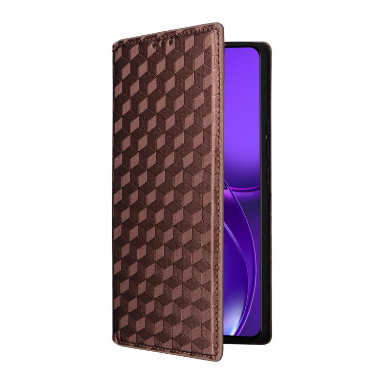 For Realme P4 Power 5G Cubic Grid Texture Flip Leather Phone Case