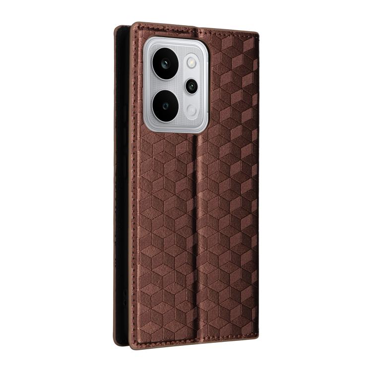 For Realme P4 Power 5G Cubic Grid Texture Flip Leather Phone Case