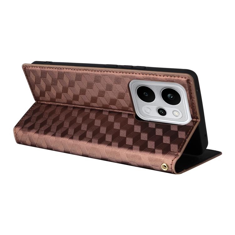 For Realme P4 Power 5G Cubic Grid Texture Flip Leather Phone Case