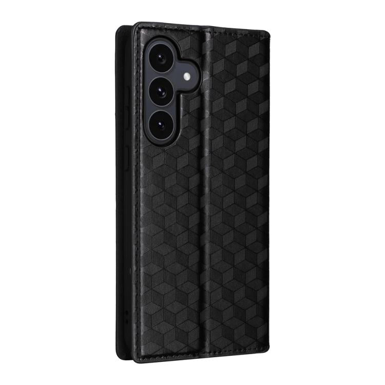 For Samsung Galaxy S25 FE 5G Cubic Grid Texture Flip Leather Phone Case