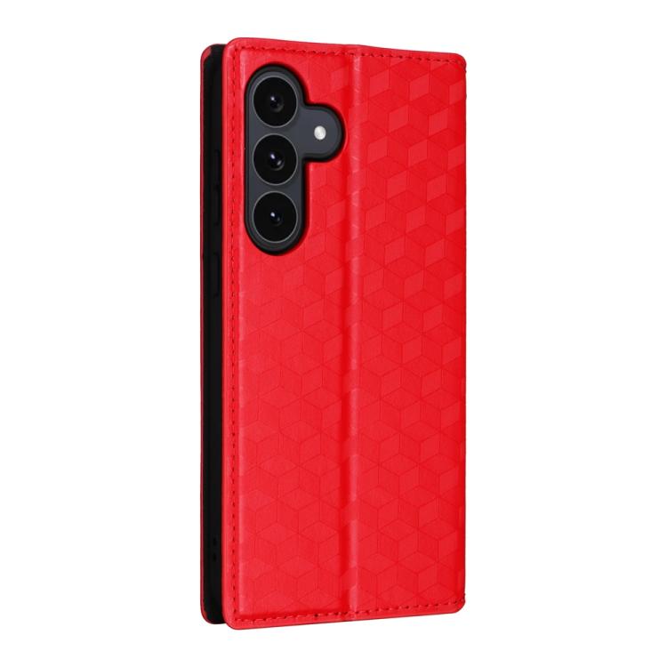 For Samsung Galaxy S25 FE 5G Cubic Grid Texture Flip Leather Phone Case