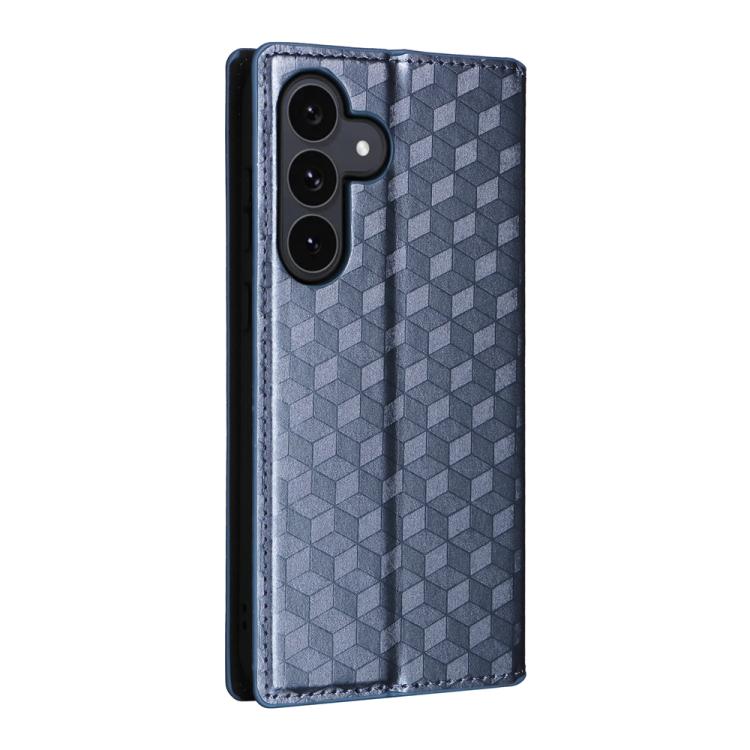 For Samsung Galaxy S25 FE 5G Cubic Grid Texture Flip Leather Phone Case