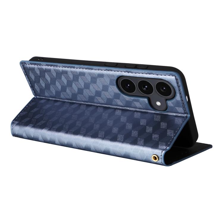 For Samsung Galaxy S25 FE 5G Cubic Grid Texture Flip Leather Phone Case