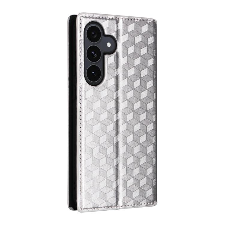 For Samsung Galaxy S25 FE 5G Cubic Grid Texture Flip Leather Phone Case
