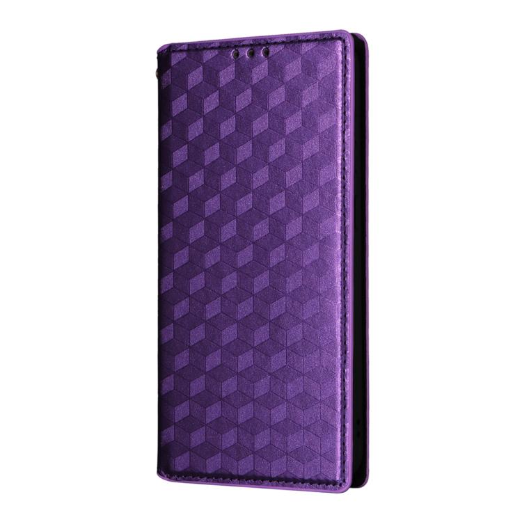 For Samsung Galaxy S25 FE 5G Cubic Grid Texture Flip Leather Phone Case