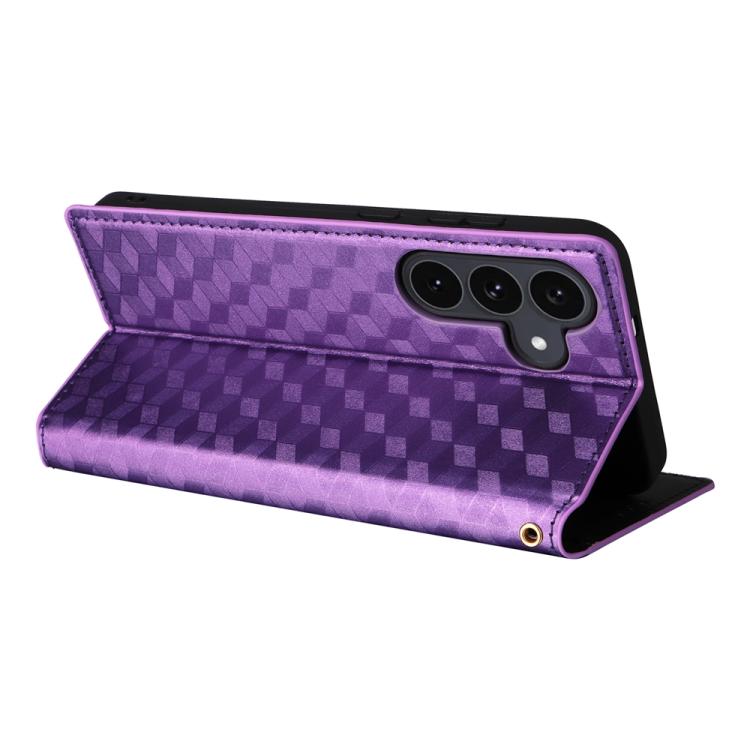For Samsung Galaxy S25 FE 5G Cubic Grid Texture Flip Leather Phone Case