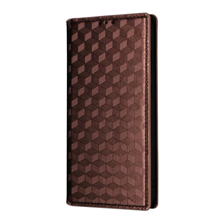 For Samsung Galaxy S25 FE 5G Cubic Grid Texture Flip Leather Phone Case