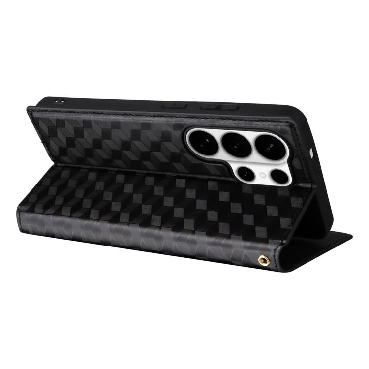 For Samsung Galaxy S26 Ultra 5G Cubic Grid Texture Flip Leather Phone Case