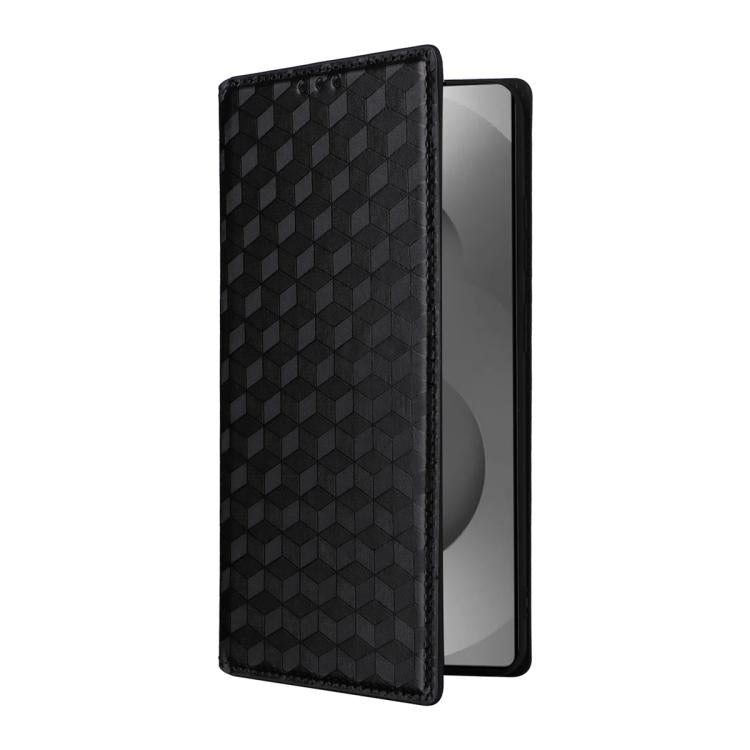 For Samsung Galaxy S26 Ultra 5G Cubic Grid Texture Flip Leather Phone Case