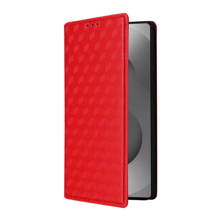 For Samsung Galaxy S26 Ultra 5G Cubic Grid Texture Flip Leather Phone Case