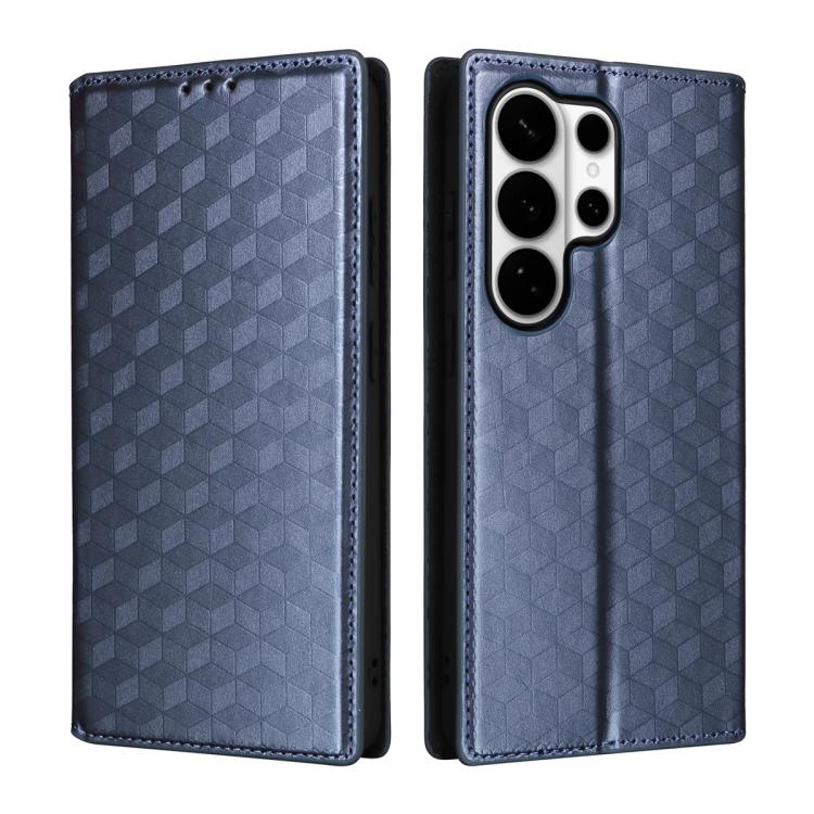 For Samsung Galaxy S26 Ultra 5G Cubic Grid Texture Flip Leather Phone Case