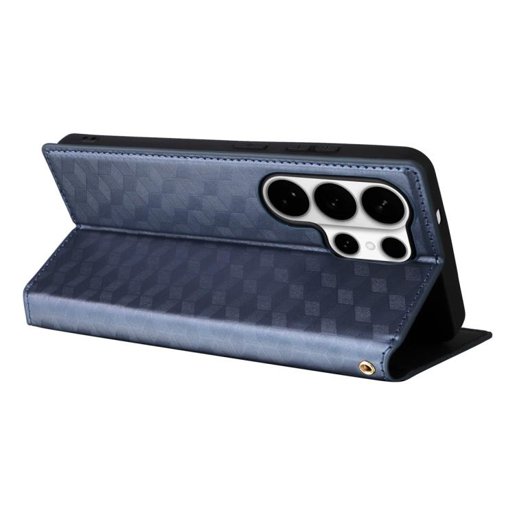 For Samsung Galaxy S26 Ultra 5G Cubic Grid Texture Flip Leather Phone Case