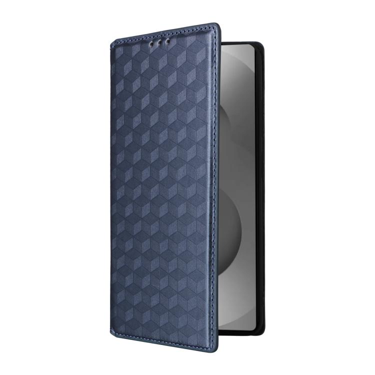 For Samsung Galaxy S26 Ultra 5G Cubic Grid Texture Flip Leather Phone Case