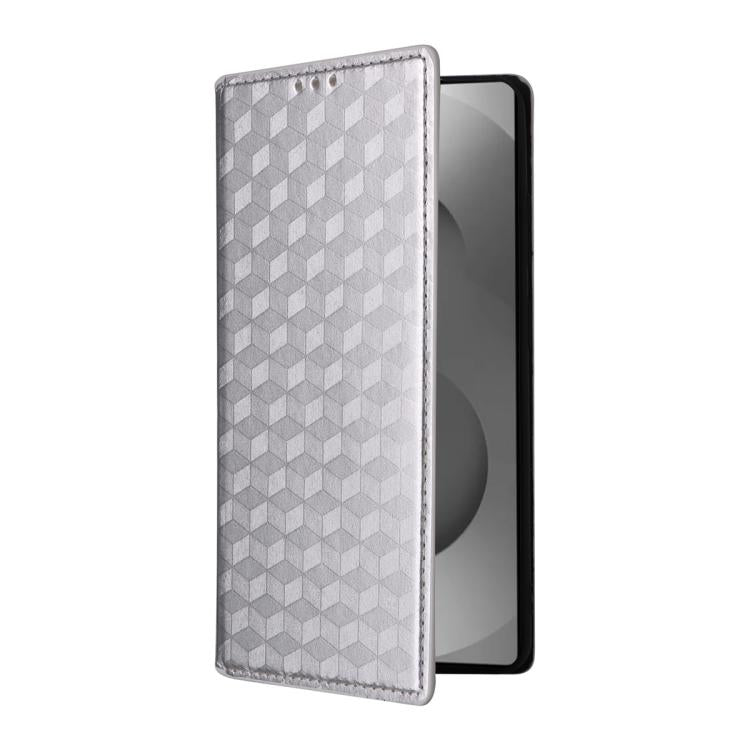 For Samsung Galaxy S26 Ultra 5G Cubic Grid Texture Flip Leather Phone Case