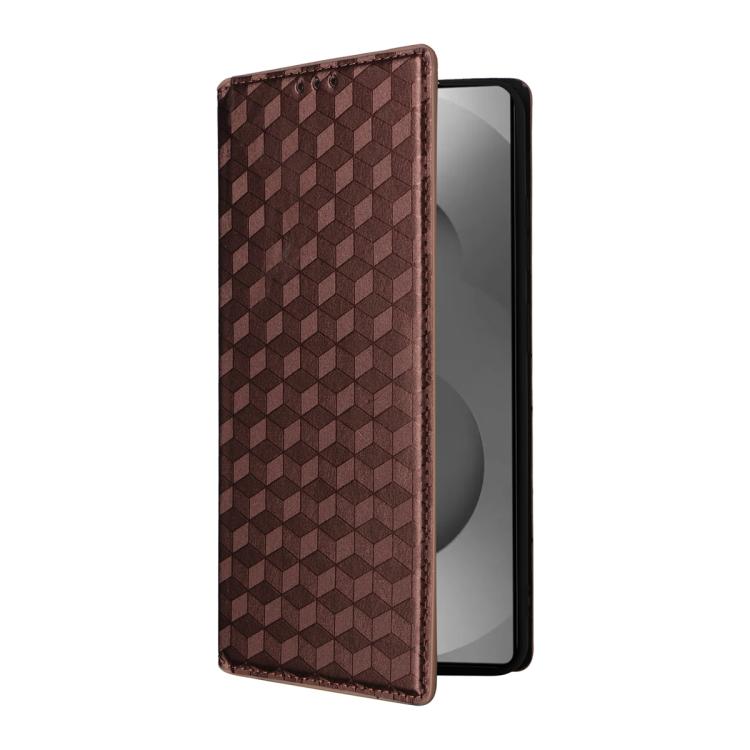 For Samsung Galaxy S26 Ultra 5G Cubic Grid Texture Flip Leather Phone Case