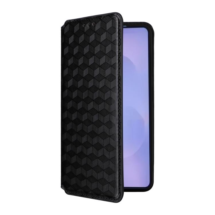 For Samsung Galaxy S26 5G Cubic Grid Texture Flip Leather Phone Case