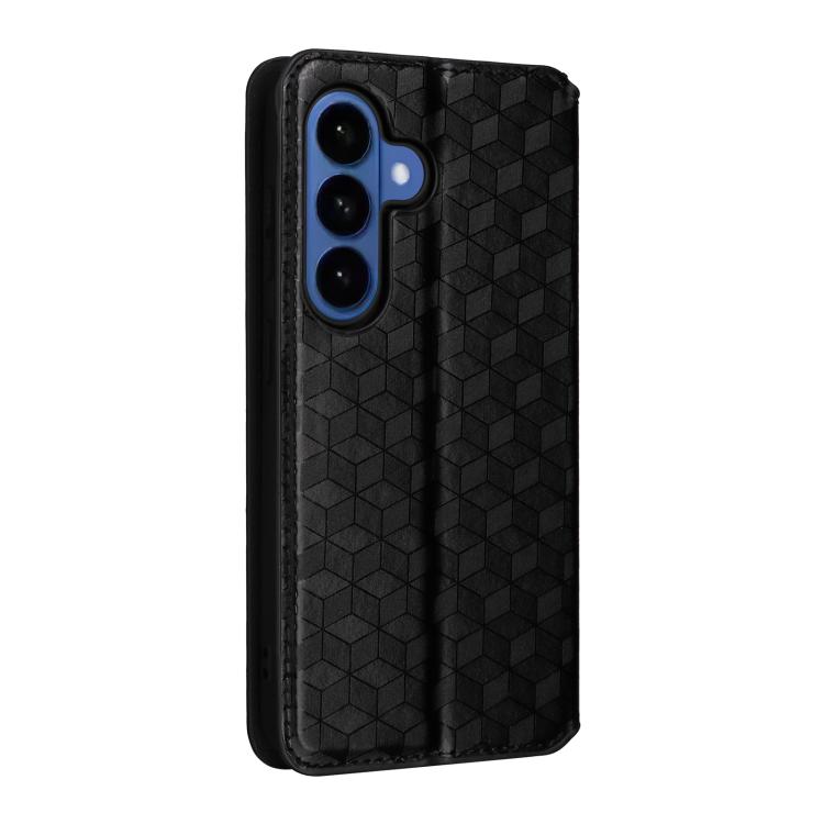 For Samsung Galaxy S26 5G Cubic Grid Texture Flip Leather Phone Case