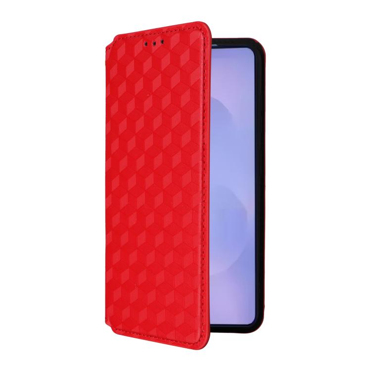 For Samsung Galaxy S26 5G Cubic Grid Texture Flip Leather Phone Case