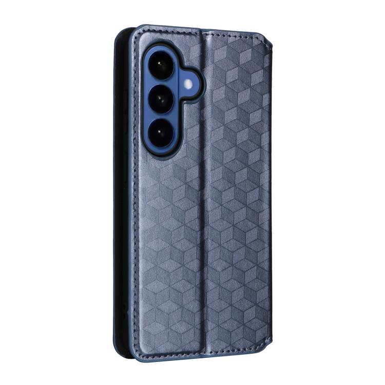 For Samsung Galaxy S26 5G Cubic Grid Texture Flip Leather Phone Case