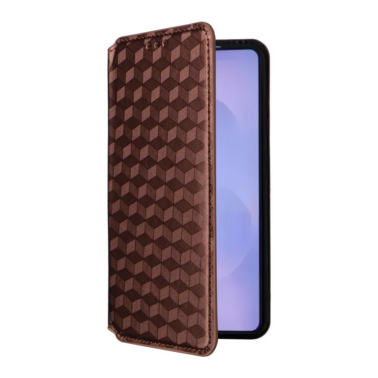 For Samsung Galaxy S26 5G Cubic Grid Texture Flip Leather Phone Case