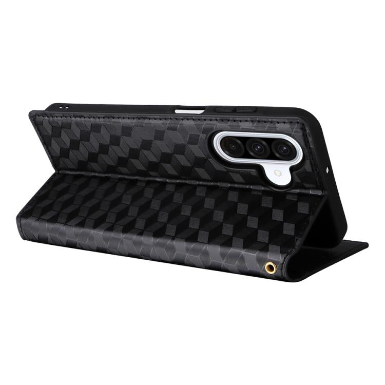 For Samsung Galaxy A17 4G / 5G Cubic Grid Texture Flip Leather Phone Case