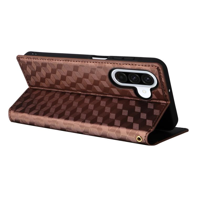 For Samsung Galaxy A17 4G / 5G Cubic Grid Texture Flip Leather Phone Case