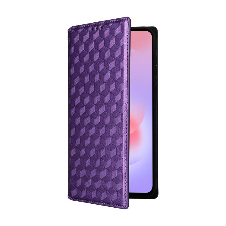 For Samsung Galaxy A37 5G Cubic Grid Texture Flip Leather Phone Case