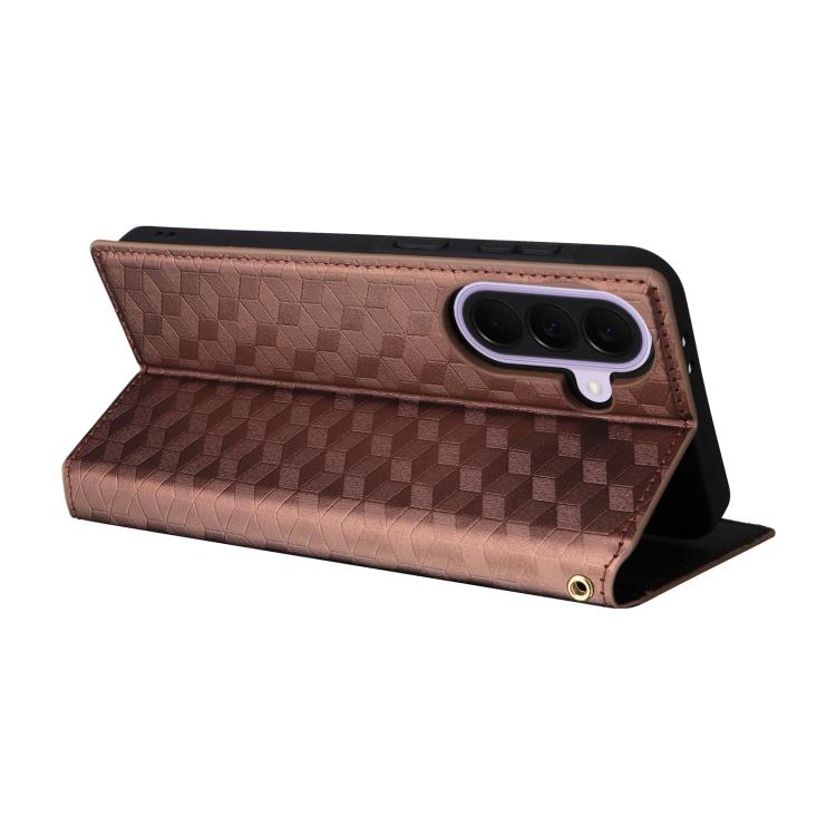 For Samsung Galaxy A57 5G Cubic Grid Texture Flip Leather Phone Case