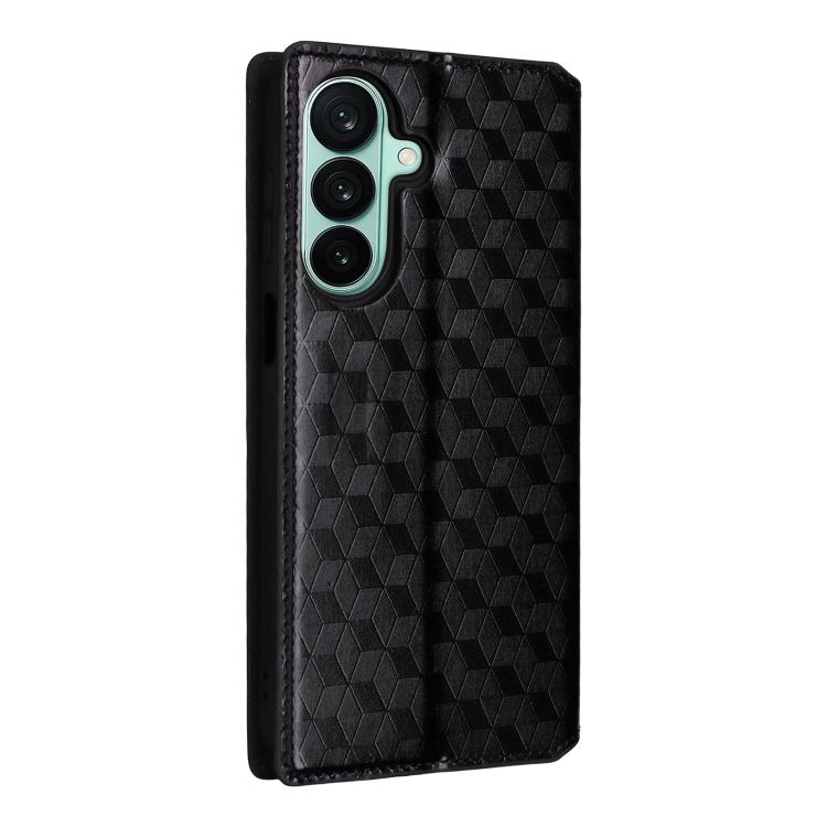 For Galaxy A27 5G Cubic Grid Texture Flip Leather Phone Case