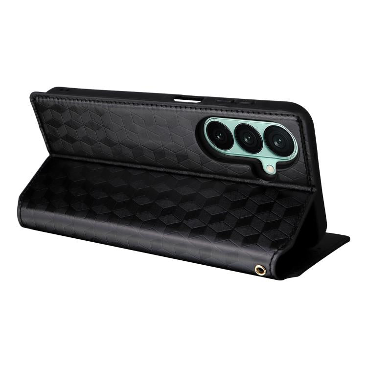 For Galaxy A27 5G Cubic Grid Texture Flip Leather Phone Case