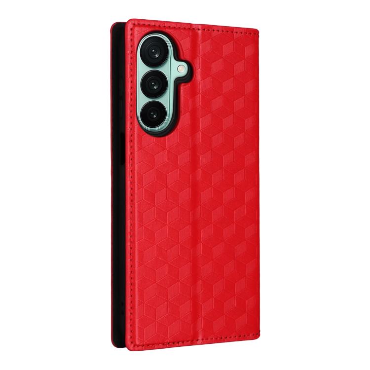 For Galaxy A27 5G Cubic Grid Texture Flip Leather Phone Case