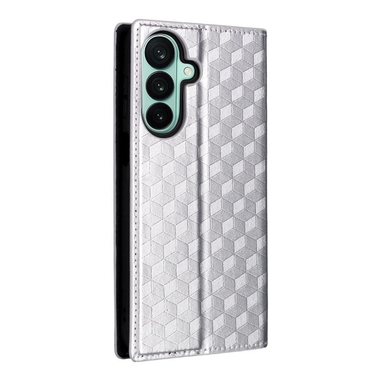For Galaxy A27 5G Cubic Grid Texture Flip Leather Phone Case