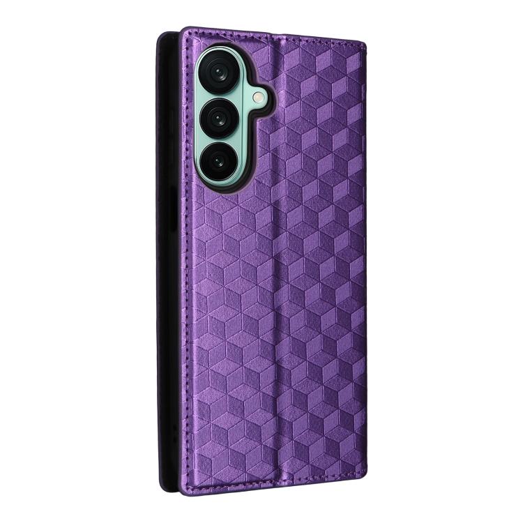 For Galaxy A27 5G Cubic Grid Texture Flip Leather Phone Case