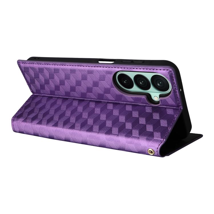 For Galaxy A27 5G Cubic Grid Texture Flip Leather Phone Case