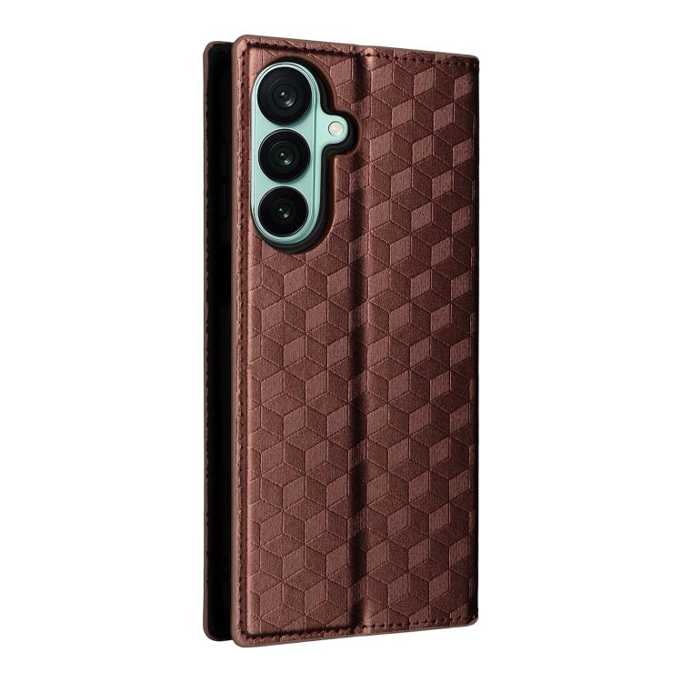 For Galaxy A27 5G Cubic Grid Texture Flip Leather Phone Case