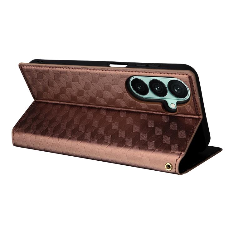 For Galaxy A27 5G Cubic Grid Texture Flip Leather Phone Case