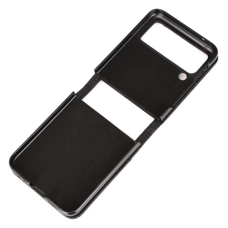 For Samsung Galaxy Z Flip3 Siamese Cubic Grid Texture Card Slot Leather Phone Case