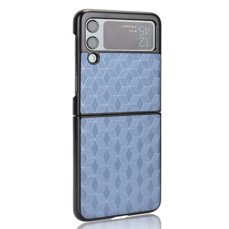 For Samsung Galaxy Z Flip3 Cubic Grid Texture Leather Back Cover Phone Case