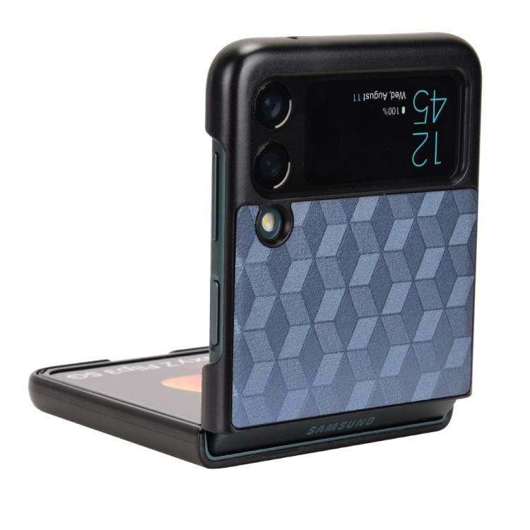 For Samsung Galaxy Z Flip3 Cubic Grid Texture Leather Back Cover Phone Case