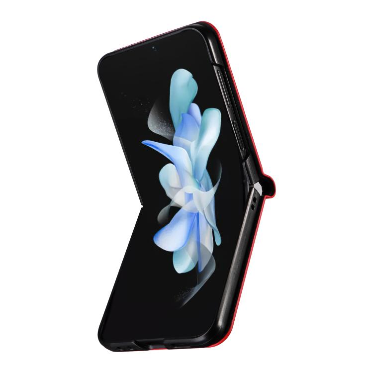 For Samsung Galaxy Z Flip5 Siamese Cubic Grid Texture Card Slot Leather Phone Case